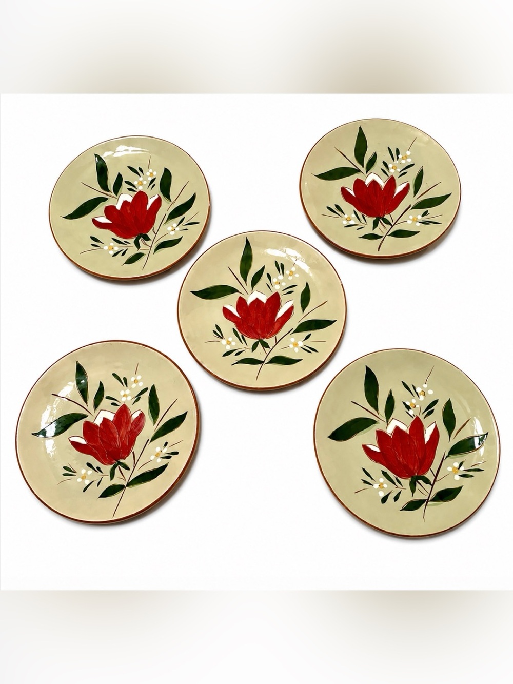 Stangl Pottery 'Magnolia' Bread & Butter Plates Set 5 Vintage 1950-70 MCM
